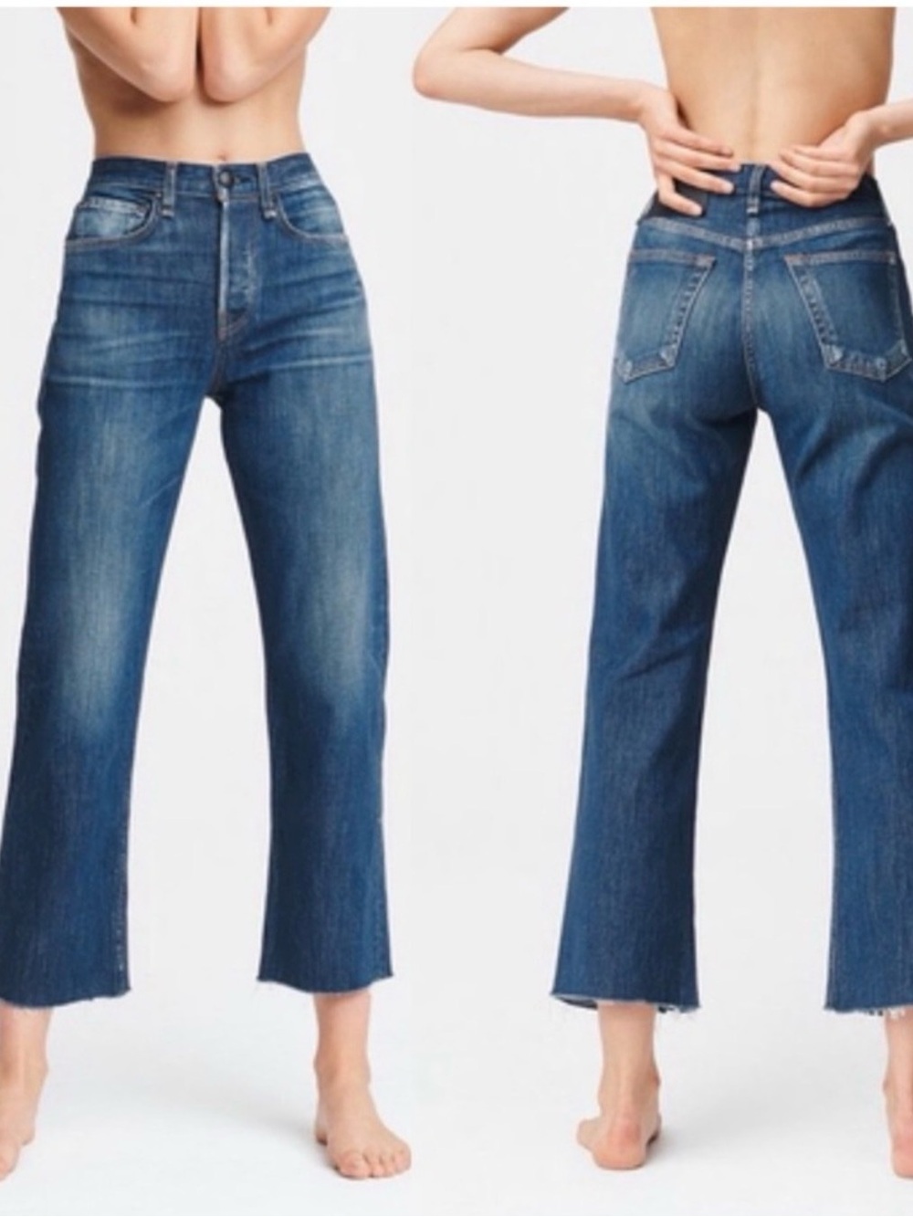 *rag & bone magnus maya high rise straight ankle jeans 26 raw hem